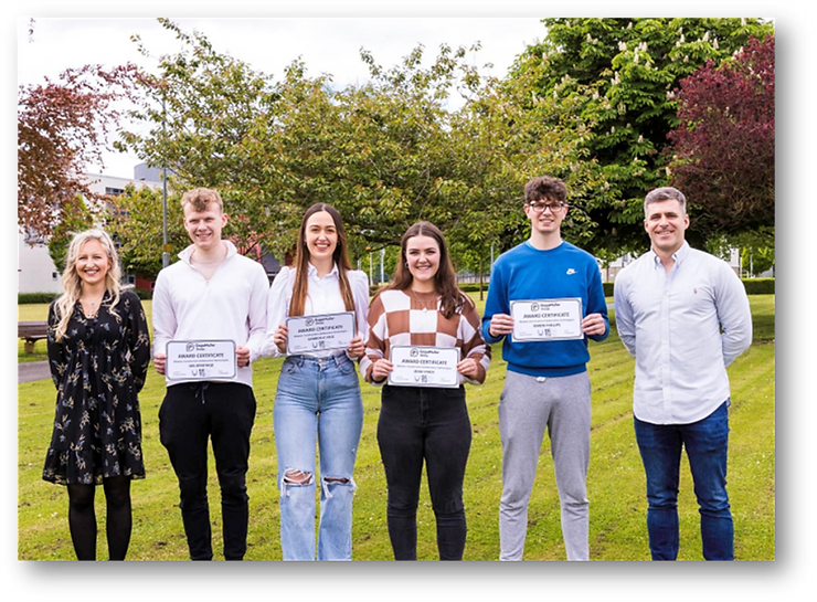 Shereen pictured with CEO, Thomas Gillen and the Construction Collaboration Technology (CCT) module winning team